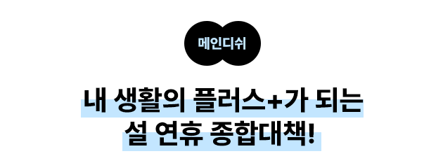 메인디쉬: 내 생활의 플러스가 되는 설 연휴 종합대책!