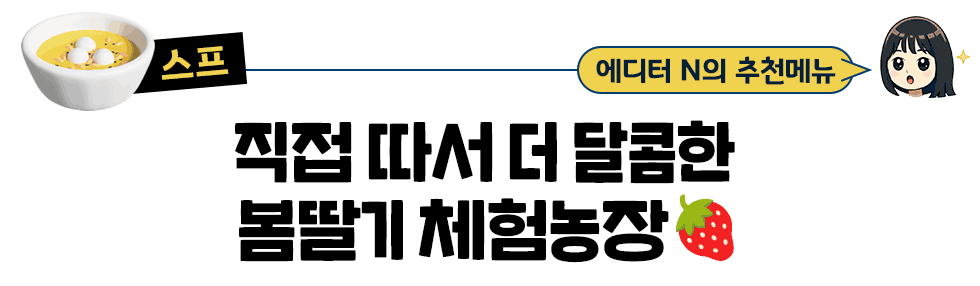 [스프] 에디터 N의 추천메뉴 직접 따서 더 달콤한 봄딸기 체험농장🍓