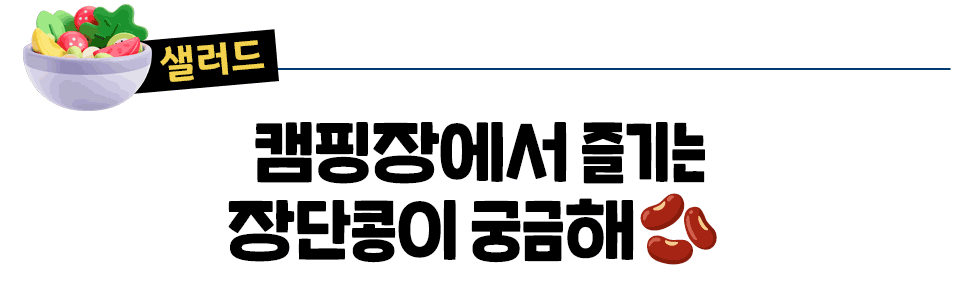 [샐러드] 캠핑장에서 즐기는  장단콩이 궁금해🫘 