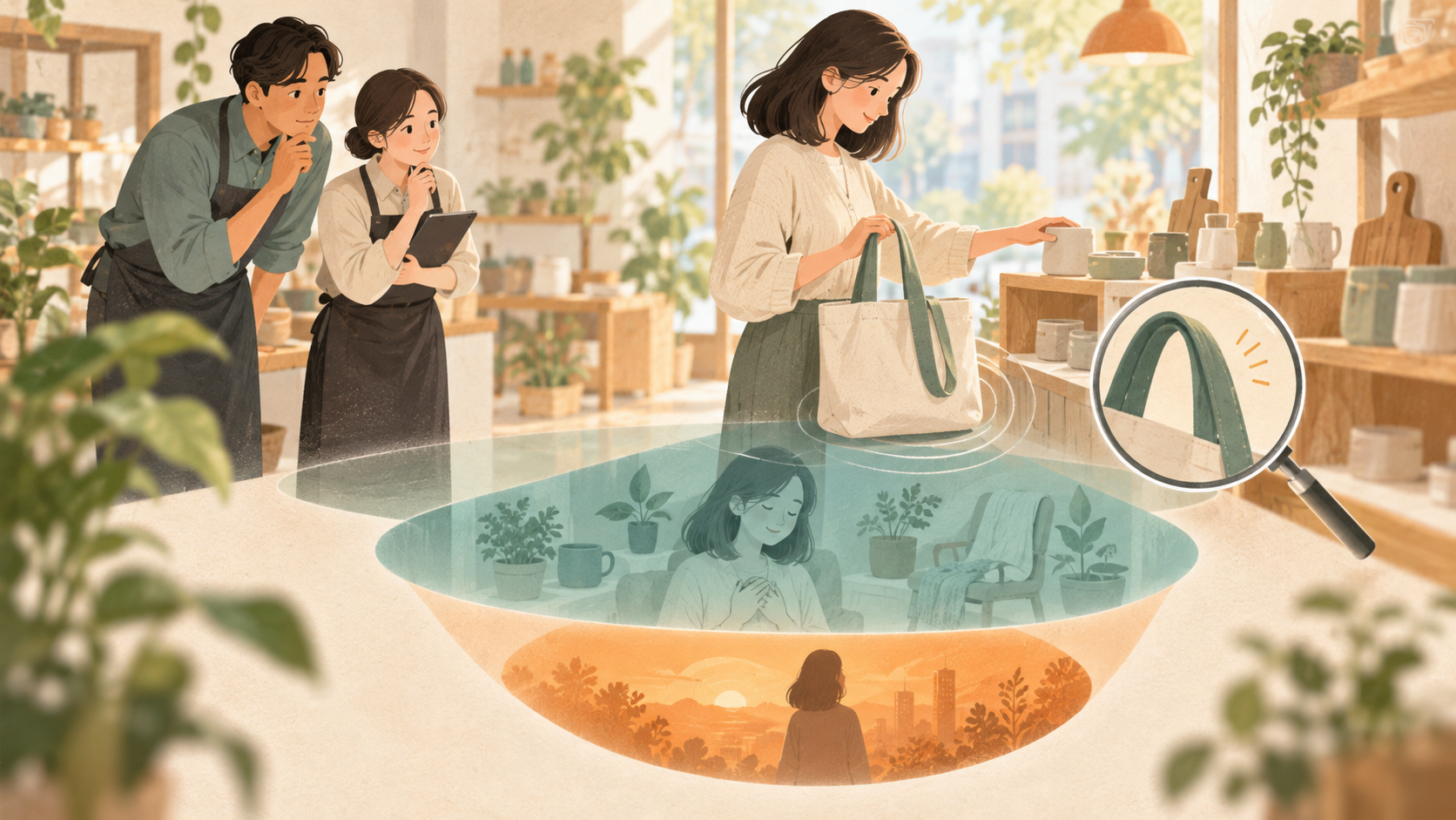 고객의 행동 아래에 숨은 욕구와 인사이트를 표현한 개념 삽화