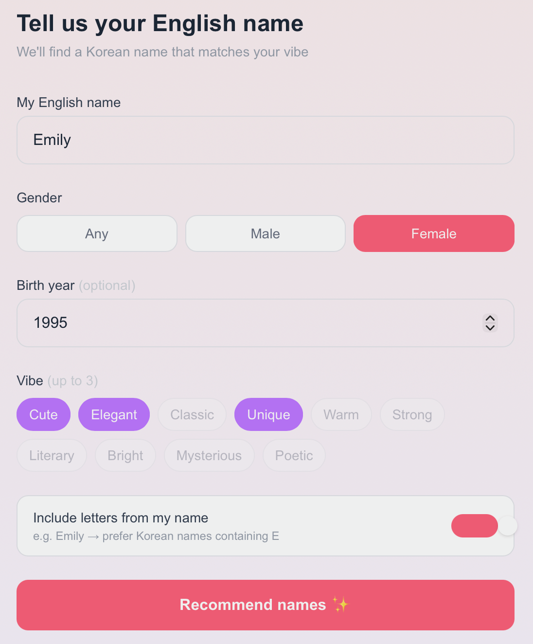 Vibe Name screenshot