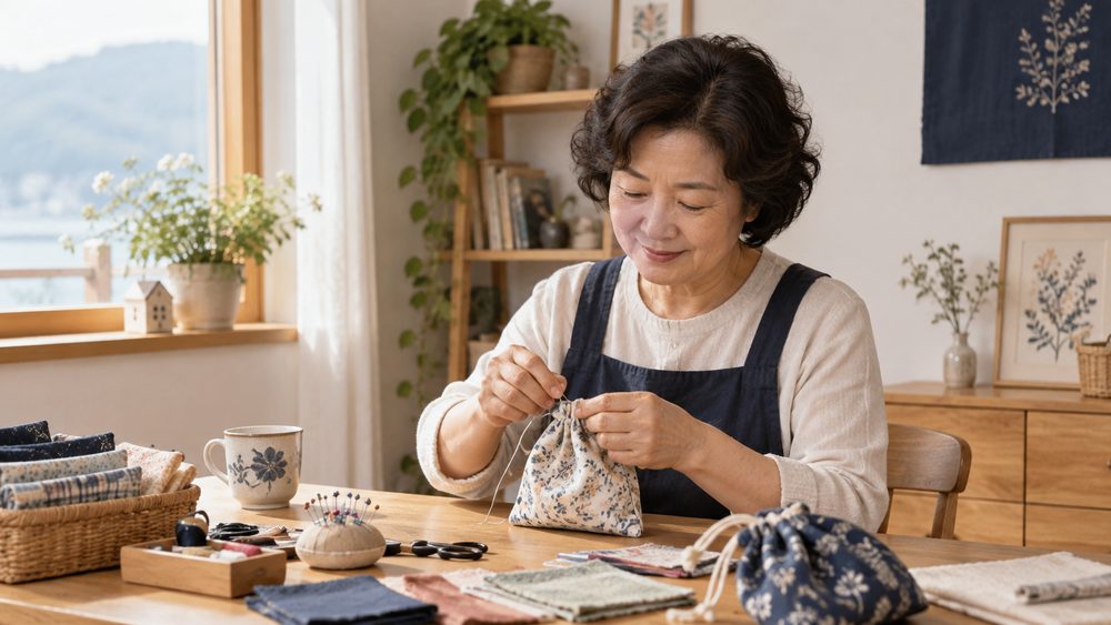 바느질 경험과 취미를 활용하는 모습