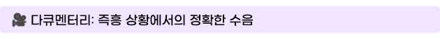 다큐멘터리: 즉흥 상황에서의 정확한 수음