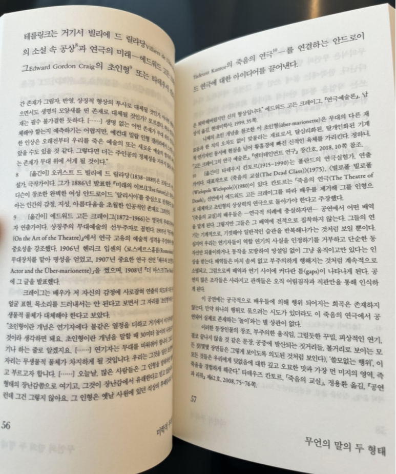 주가 본문을 장악한다! <미학적 무의식>중에서주가 본문을 장악하는 모습 <미학적 무의식>중에서